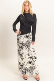 Contrast Velvet Print Maxi Skirt
