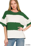 French Terry Color Block Exposed Seam Top