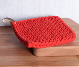Leather Strap Rd Knit Pot Holder