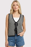 Short Sleeve Striped Tunic With Varsity Taped Hem
