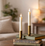 2 Pc 6" Ivory Led Taper Candle Set