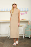 Round Neck Sleeveless Side Slit Midi Shirt Dress Round Neck Sleeveless Side Slit Midi Shirt Dress