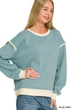 Fleece Contrast Trim Piping Detail Sweatshirts