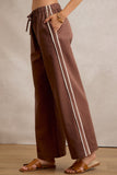 Side Lace Trim-wide Leg Pull On Pants