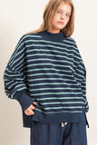 Striped Mock Neck Sweatshirt