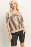 Striped Short Sleeve Knit Top