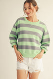 V-notched Bold Stripe Casual Top