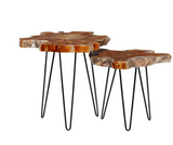 Mtl Teak Side Table 20", 23"w
