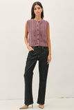 Classic Cable Knit Button Up Sweater Vest