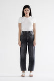Super High Hidden Button Barrel-Leg Jeans