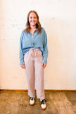 Lyocell Denim Cropped Button-down