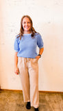 Waffle Textured Half Sleeve Sweater