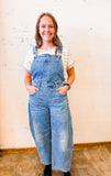 Stretch Denim Barrel Overalls